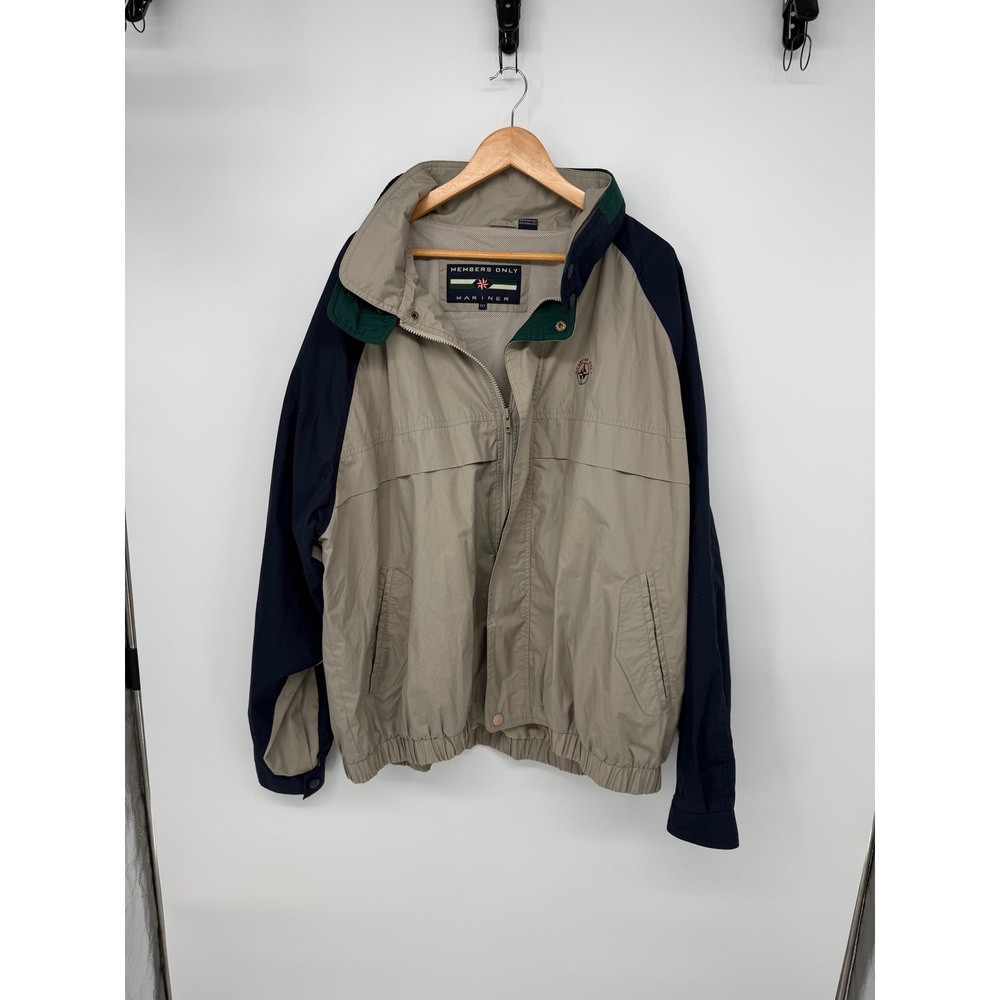 Members Only Mariner Jacket Vintage 90s Colorblock Windbreaker Tan Navy 3XLT